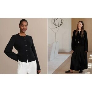 Jenni Kayne Cashmere Wool Cooper Cardigan Sweater Button Front Knit Long Sleeve